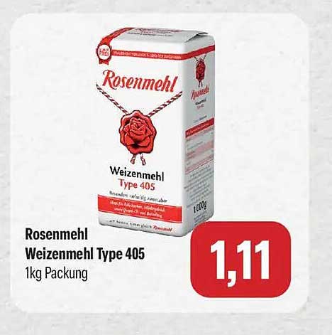 Rosenmehl Weizenmehl Type 405 1kg Packung