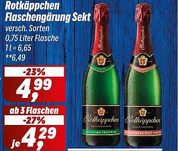 Rotkäppchen Flaschengärung Sekt versch. Sorten 0,75 Liter Flasche 1 l = 6,65 **6,49