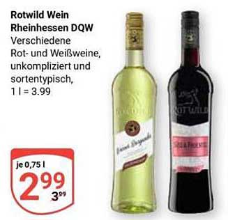 Rotwild Wein Rheinhessen DQW Verschiedene Rot- und Weißweine, unkompliziert und sortentypisch, 1 l = 3.99
