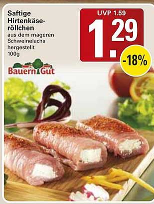 Saftige Hirtenkäse-röllchen aus dem mageren Schweinelachs hergestellt 100g