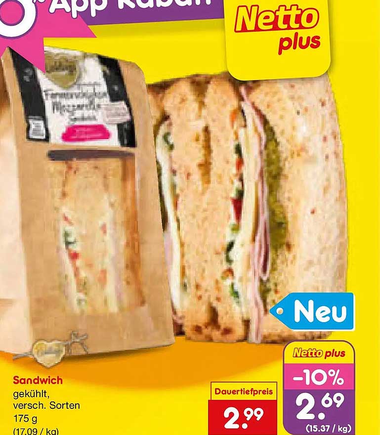 Sandwich gekühlt, versch. Sorten 175 g