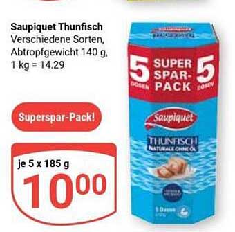 Saupiquet Thunfisch Verschiedene Sorten, Abtropfgewicht 140 g, 1 kg = 14.29