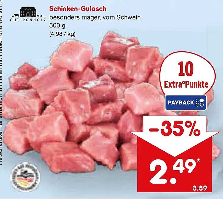 Schicken-Gulasch besonders mager, vom Schwein 500 g
