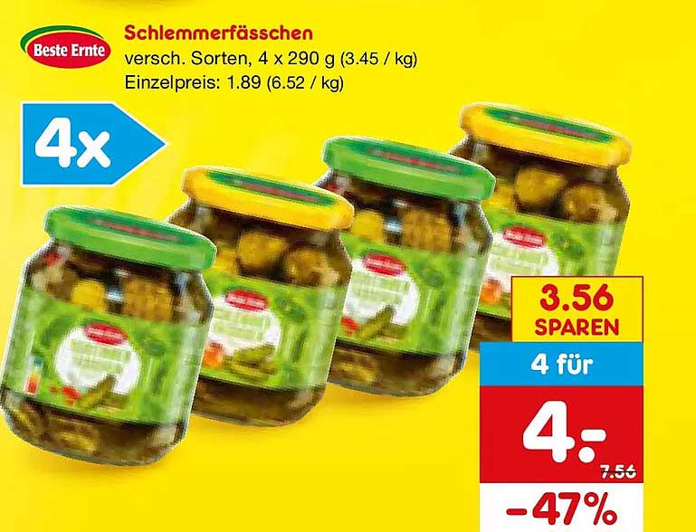 Schlemmerässchen versch. Sorten, 4 x 290 g (3.45 / kg) Einzelpreis: 1.89 (6.52 / kg)