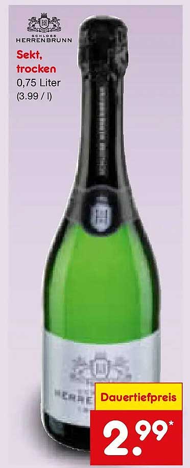 Schloss Herrenbrunn Sekt, trocken 0,75 Liter (3.99 / l)