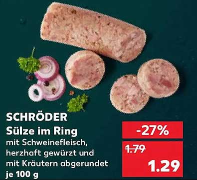 SCHRÖDER Sülze im Ring mit Schweinefleisch, herzhaft gewürzt und mit Kräutern abgerundet je 100 g