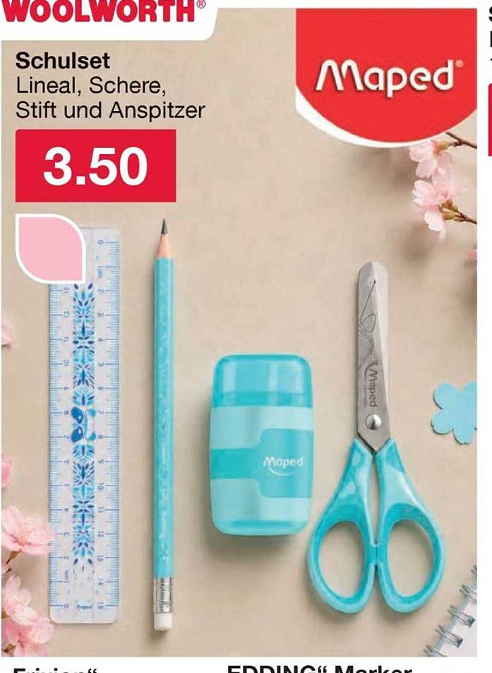 Schulset Lineal, Schere, Stift und Anspitzer