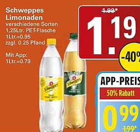 Schweppes Limonaden verschiedene Sorten