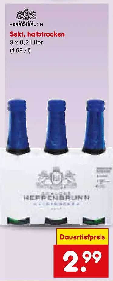 Sekt, halbtrocken 3 x 0,2 Liter