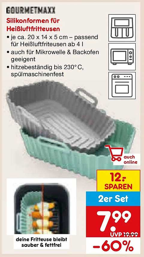 Silikonformen für Heißluftfritteusen