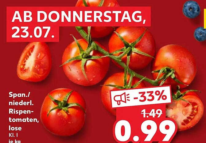 Span./ niederl. Rispen- tomaten, lose Kl. I je kg