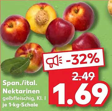 Span./ital. Nektarinen gelbfleischig, Kl. I je 1-kg-Schale