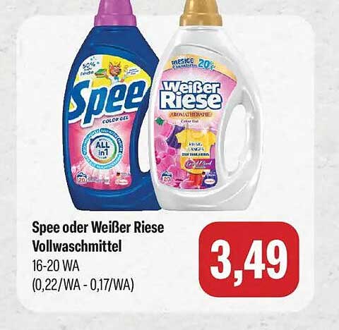Spee oder Weißer Riese Vollwaschmittel 16-20 WA (0,22/WA - 0,17/WA)
