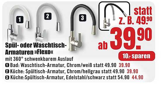 Spül- oder Waschtisch-Armaturen »Flexo«