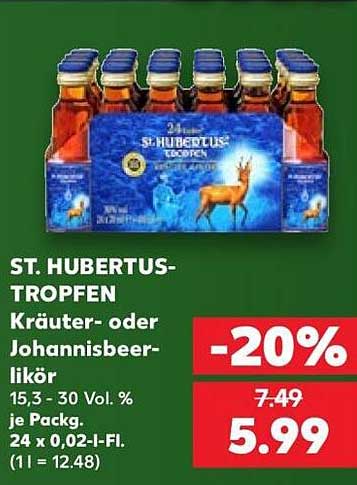 ST. HUBERTUS-TROPFEN Kräuter- oder Johannisbeerlikör