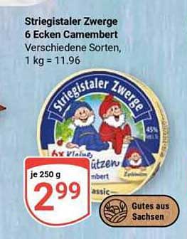 Striegistaler Zwerge 6 Ecken Camembert Verschiedene Sorten, 1 kg = 11.96