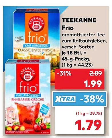 TEEKANNE Frio aromatisierter Tee zum Kaltaufgießen, versch. Sorten je 18 Btl. = 45-g-Packg. (1 kg = 44.23)
