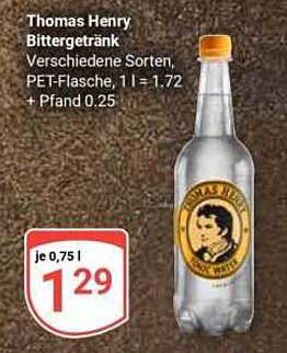 Thomas Henry Bittergetränk Verschiedene Sorten, PET-Flasche, 1 l = 1.72 + Pfand 0.25