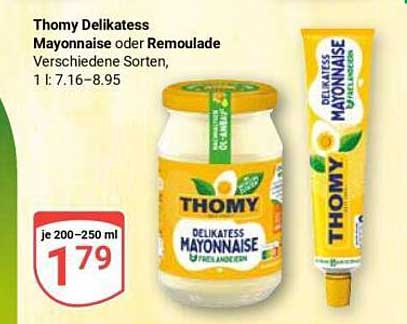 Thomy Delikatess Mayonnaise oder Remoulade Verschiedene Sorten, 1 l: 7.16–8.95