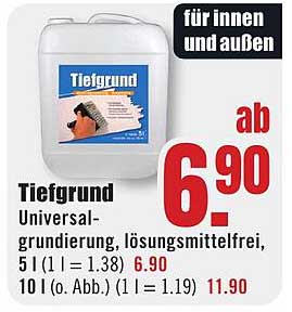 Tiefgrund Universal-grundierung, lösungsmittelfrei, 5 l (1 l = 1.38) 6.90 10 l (0. Abb.) 1 l = 1.19) 11.90