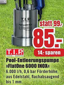 T.I.P. Pool-Entleerungspumpe „FlatOne 6000 INOX“