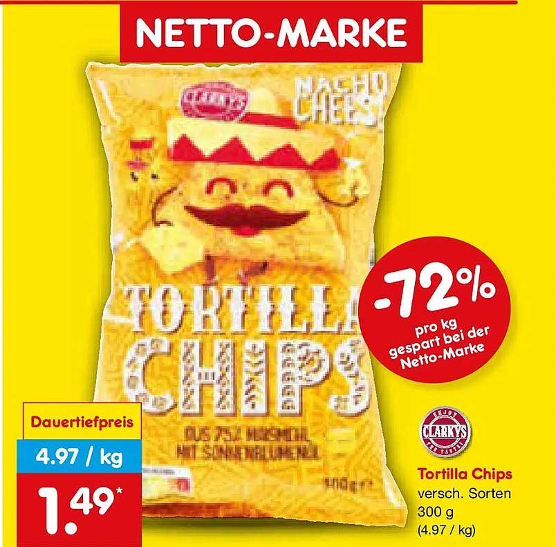 Tortilla Chips versch. Sorten 300 g (4.97 / kg)