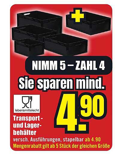Transport- und Lagerbehälter, versch. Ausführungen, stapelbar ab 4.90