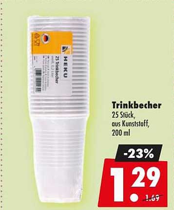 Trinkbecher 25 Stück, aus Kunststoff, 200 ml