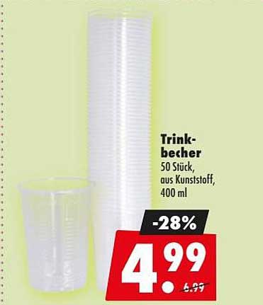 Trinkbecher 50 Stück, aus Kunststoff, 400 ml