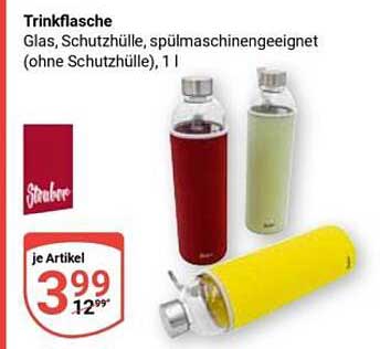 Trinkflasche Glas, Schutzhülle, spülmaschinenegeeignet (ohne Schutzhülle), 1 l