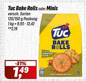 Tuc Bake Rolls oder Minis versch. Sorten