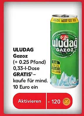 ULUDAG Gazoz (+ 0.25 Pfand) 0,33-l-Dose GRATIS¹ – kaufe für mind. 10 Euro ein