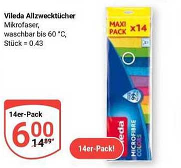 Vileda Allzwecktücher Mikrofaser, waschbar bis 60 °C, Stück = 0.43