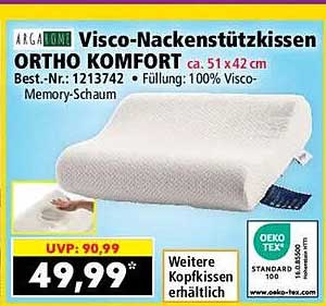 Visco-Nackenstützkissen ORTHO KOMFORT ca. 51 x 42 cm