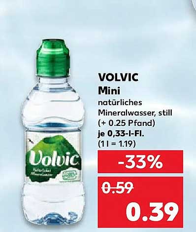 VOLVIC Mini natürliches Mineralwasser, still (+ 0.25 Pfand) je 0,33-l-Fl. (1 l = 1.19)