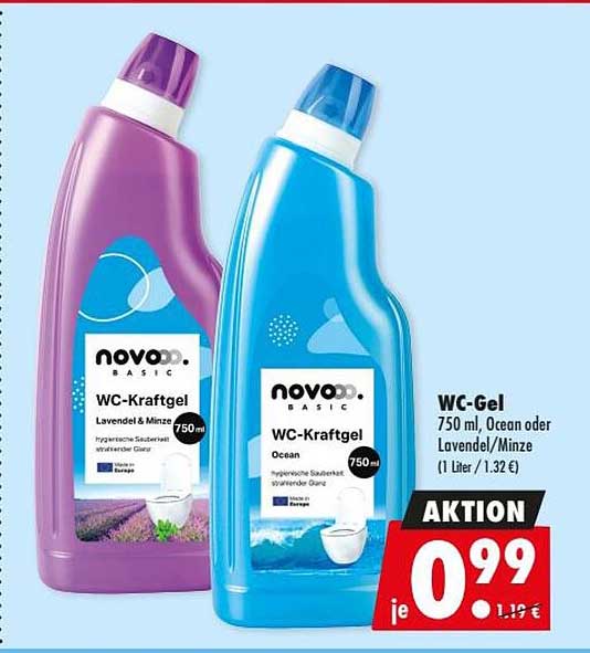 WC-Gel 750 ml, Ocean oder Lavendel/Minz (1 Liter / 1.32 €)
