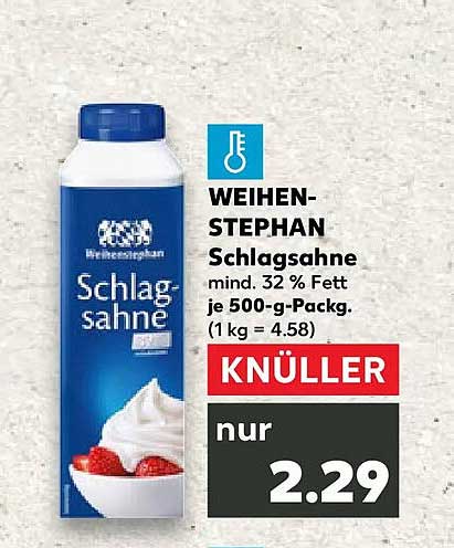 WEIHEN-STEPHAN Schlagsahne mind. 32 % Fett je 500-g-Packg. (1 kg = 4.58)