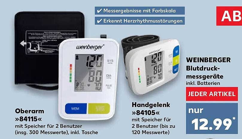WEINBERGER Blutdruckmessgeräte inkl. Batterien JEDER ARTIKEL