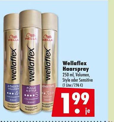 Wellaflex Haarspray 250 ml, Volumen, Style oder Sensitive (1 Liter/7,96 €)