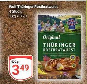 Wolf Thüringer Rostbratwurst 4 Stück, 1 kg = 8,73