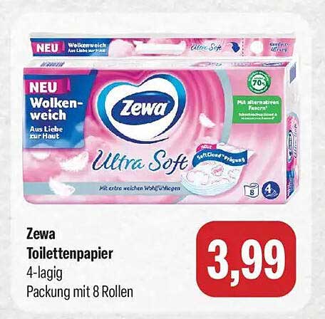 Zewa Toilettenpapier 4-lagig Packung mit 8 Rollen