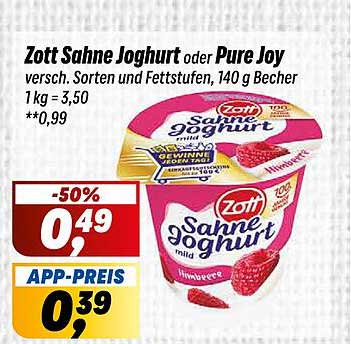 Zott Sahne Joghurt oder Pure Joy