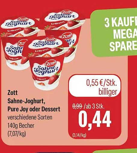 Zott Sahne-Joghurt, Pure Joy oder Dessert verschiedene Sorten 140g Becher