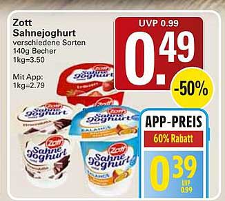 Zott Sahnejoghurt verschiedene Sorten 140g Becher 1kg=3,50