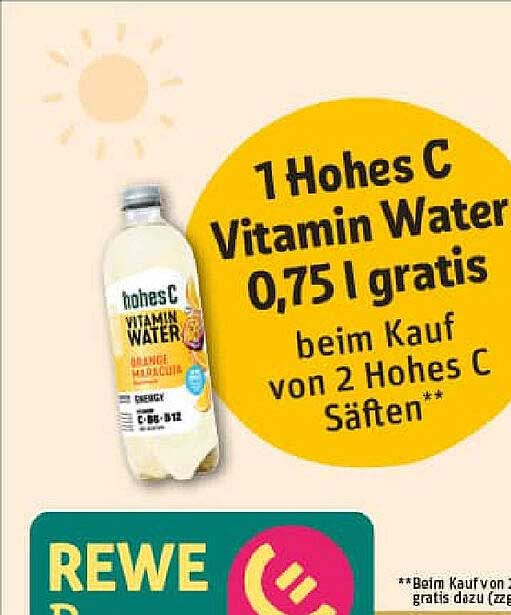 1 Hohes C Vitamin Water 0,75 l gratis beim Kauf von 2 Hohes C Säften