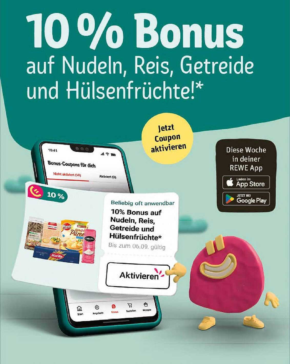 10 % Bonus auf Nudeln, Reis, Getreide und Hülsenfrüchte!