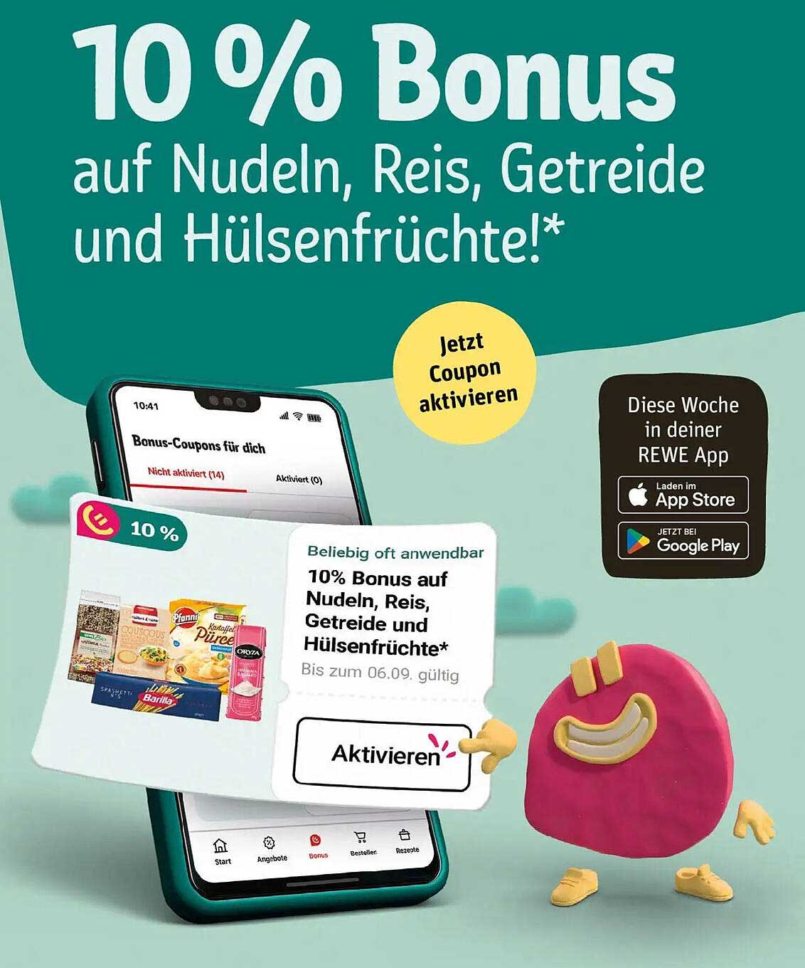 10 % Bonus auf Nudeln, Reis, Getreide und Hülsenfrüchte!
