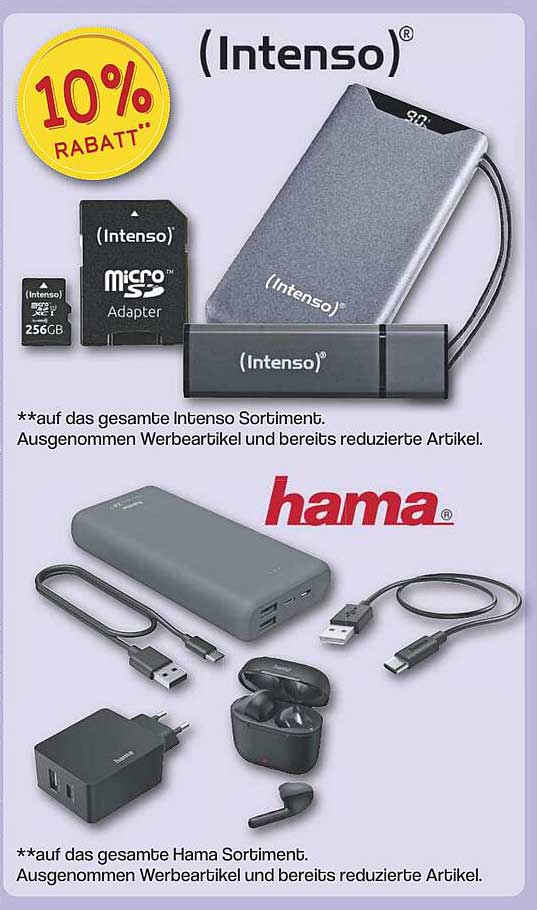 10% Rabatt auf das gesamte Intenso und Hama Sortiment
