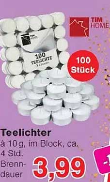100 Teelichter à 10g im Block