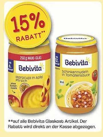 15% Rabatt auf alle Bebivita Glaskost Artikel